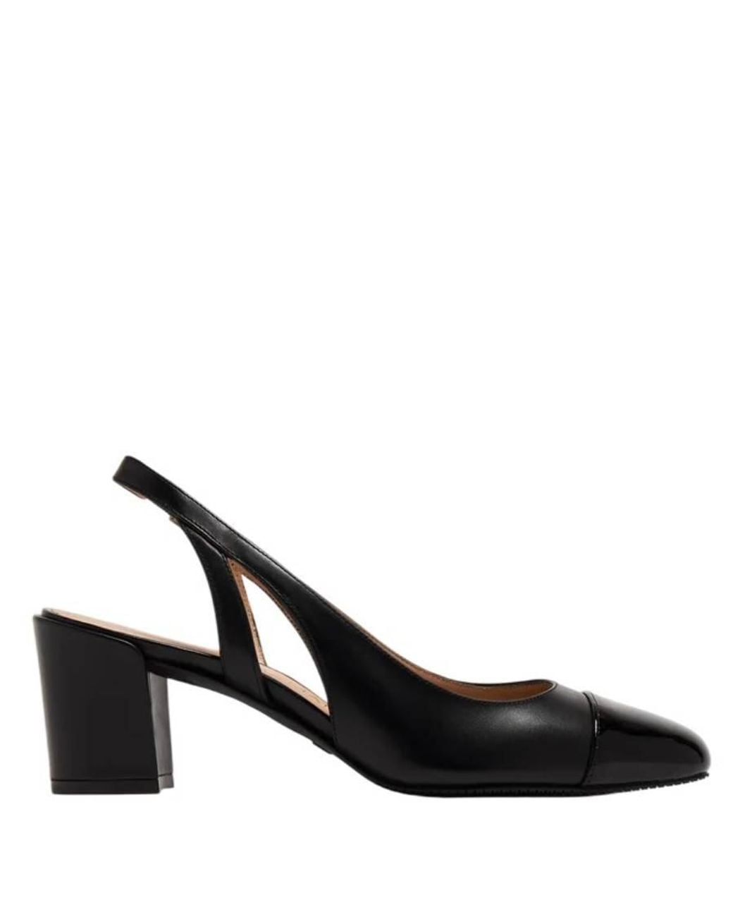 Stuart Weitzman Black Sleek 50 Leather Slingback Pumps