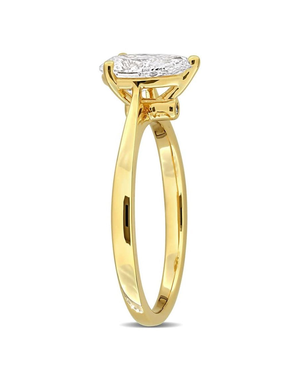 Created Forever Metallic 1Ct Tw Pear-Shaped Lab-Grown Diamond Solitaire Engagement Ring With Side Accents for men