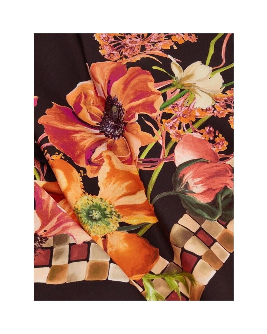 Ferragamo Orange Floral Silk Scarf for men