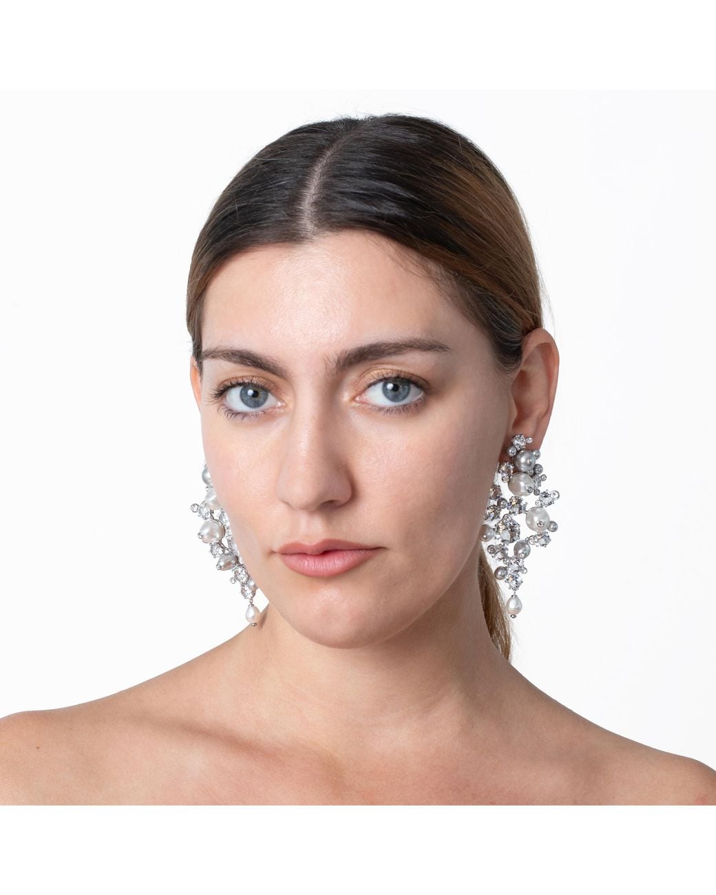 Swarovski Metallic Constella Crystal Pearl Clip Earrings for men