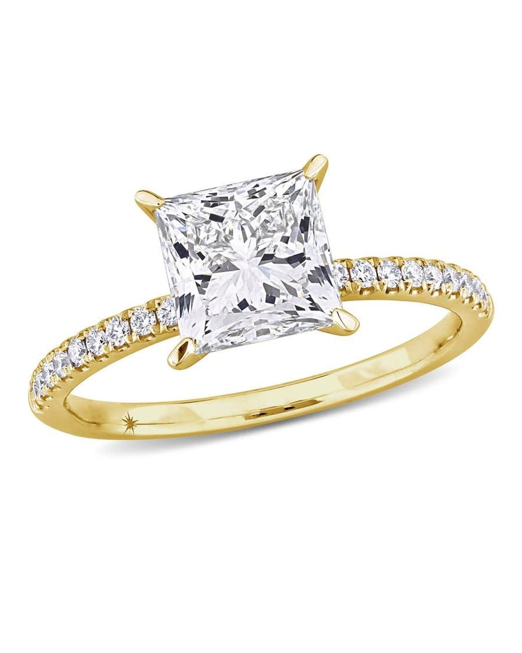 Created Forever Metallic 2 1/6Ct Tw Princess And Round-Cut Lab-Grown Diamond Solitaire Engagement Ring for men