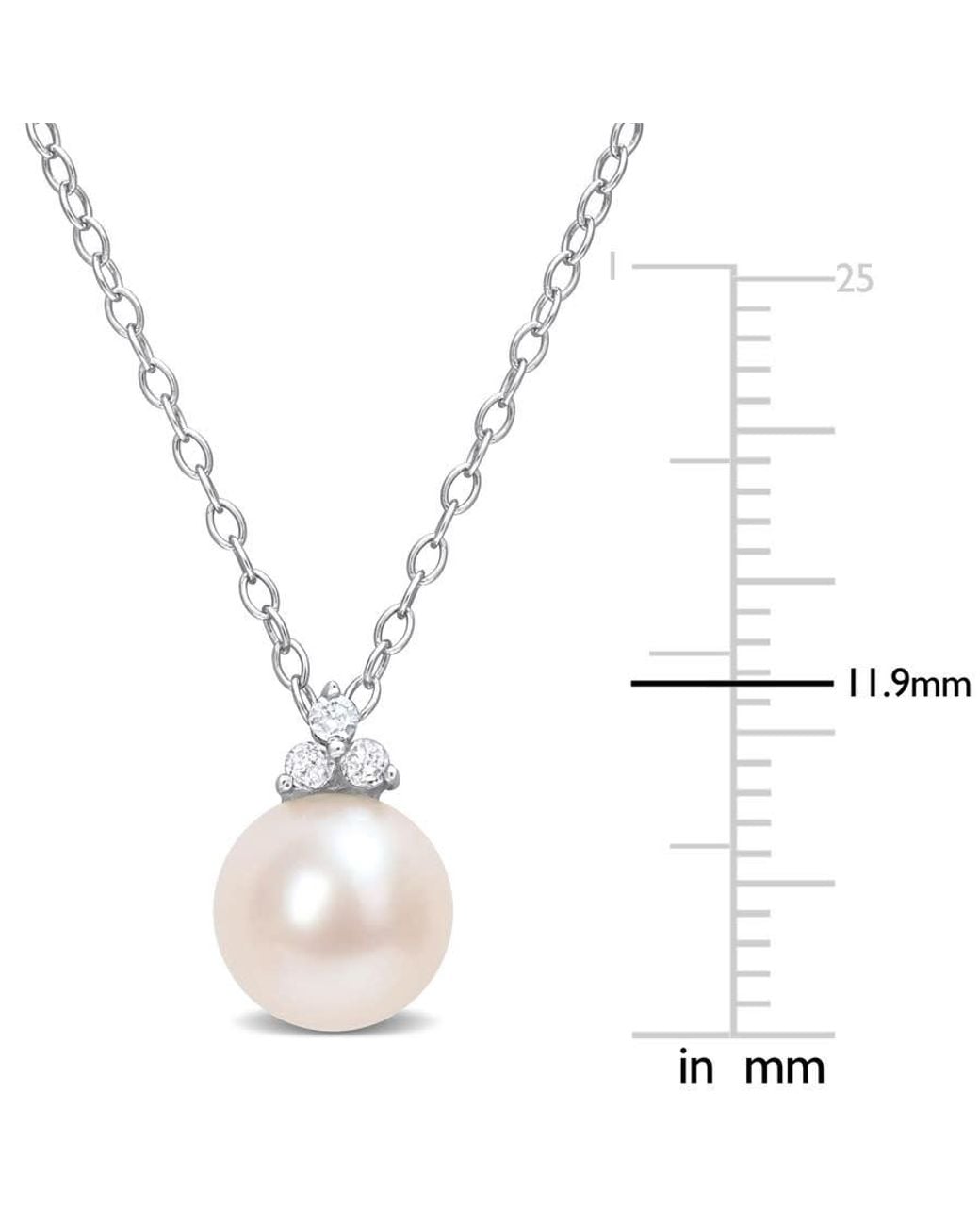 Amour Metallic 8-8.5Mm Freshwater Cultured Pearl And Diamond Accent Pearl Pendant With Chain for men