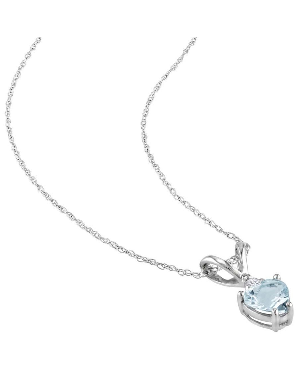 Amour Blue Diamond And Aquamarine Heart Shaped Pendant With Chain for men