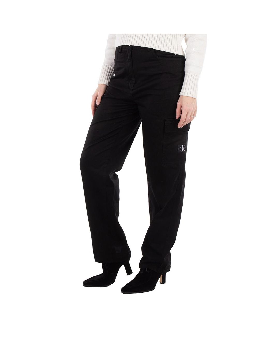 Calvin Klein Black Cotton Twill Cargo Pants