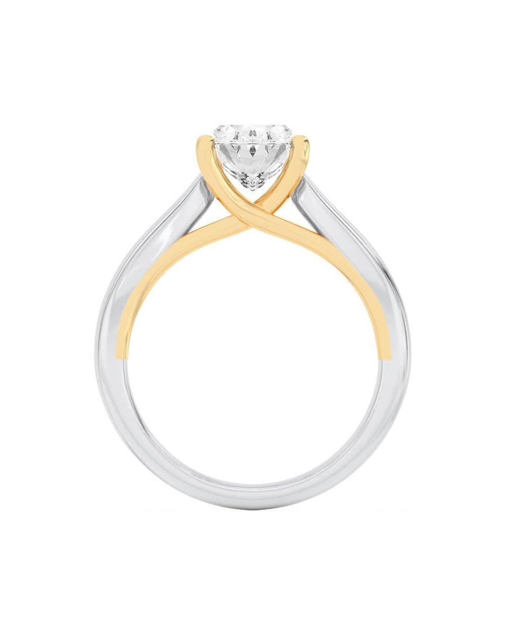 Mure And Co Metallic 1Ctw Oval Shaped Lab Grown Diamond (F/Vs) Two Tone Cathedral Shank Engagement Ring for men