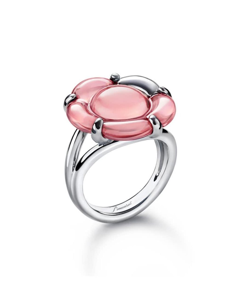 Baccarat Pink 's B Flower Silver Crystal Ring 2807210 for men