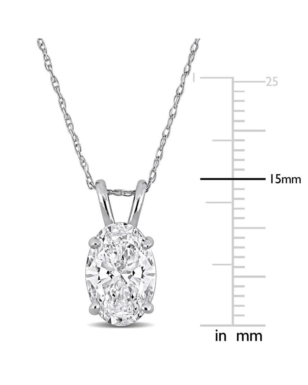 Created Forever Metallic 2Ct Tw Oval-Cut Lab Grown Diamond Solitaire Pendant With Chain for men