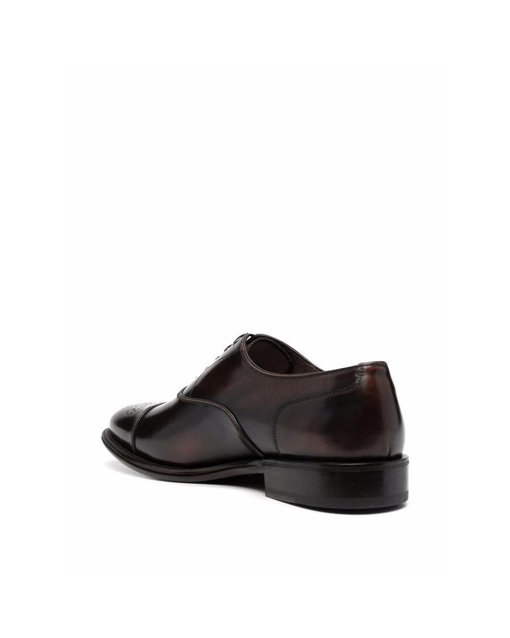 Ferragamo Brown Perforated-Design Oxford Shoes for men