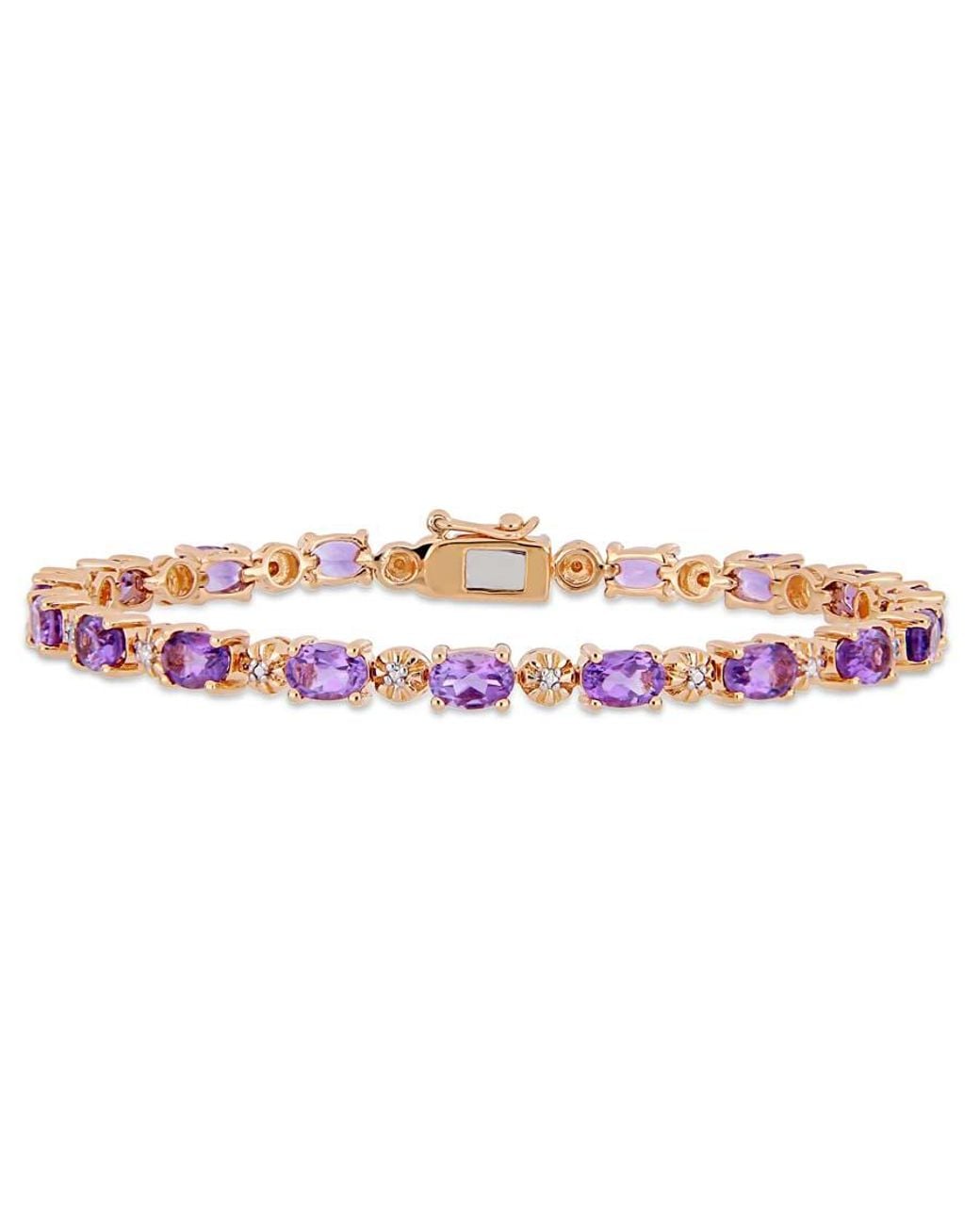 Amour Pink 7-1/5 Ct Tgw Oval-Cut Amethyst And Diamond Accent Tennis Bracelet for men