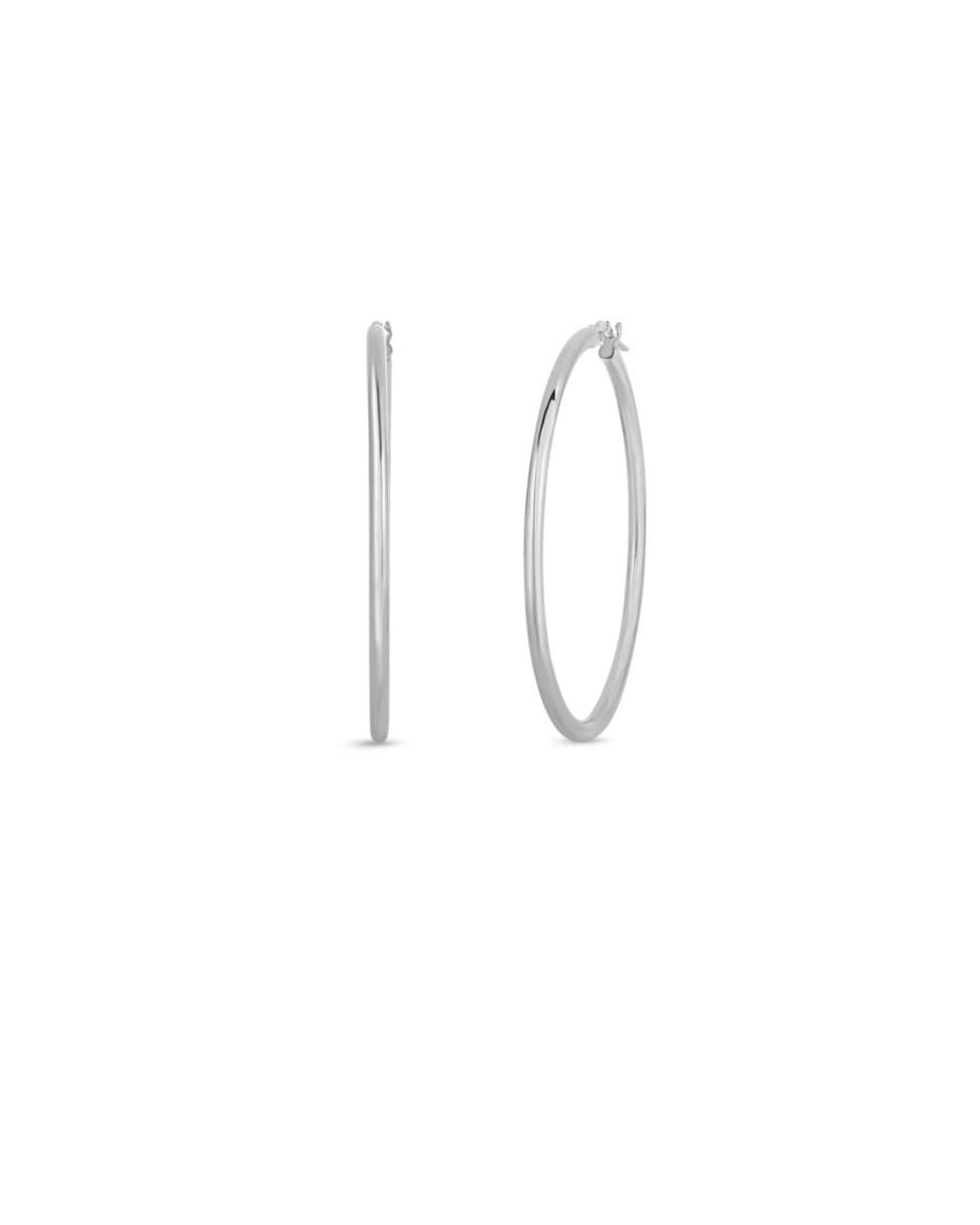 Roberto Coin White The Perfect Hoop Classic Earrings Large 18K 556023Awer00 for men