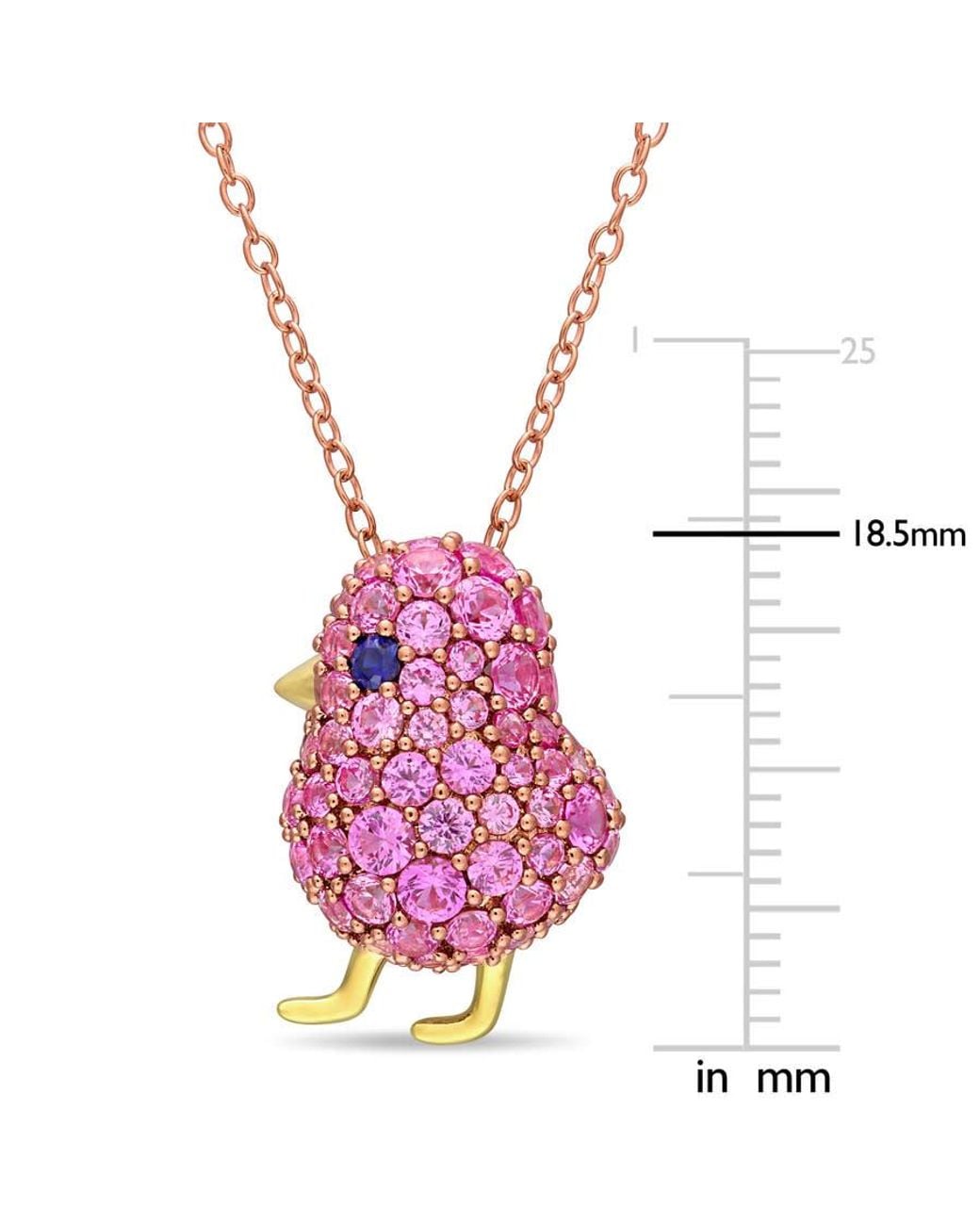Amour Pink 2 3/8 Ct Tgw Created And Sapphire Cluster Bird Necklace for men