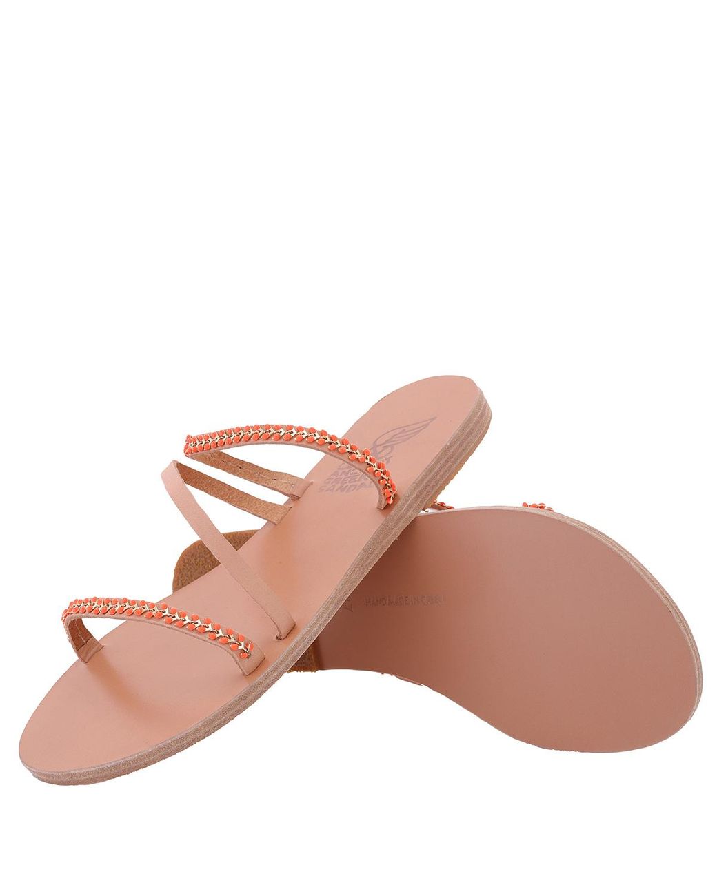Ancient Greek Sandals Pink Apli Polytimi Chain Detail Sandals