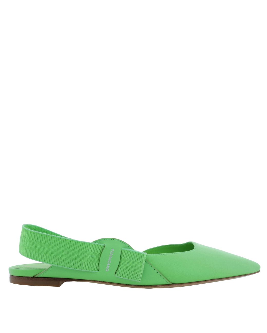 Ferragamo Green Vania Vara Bow Slingback Ballet Flats