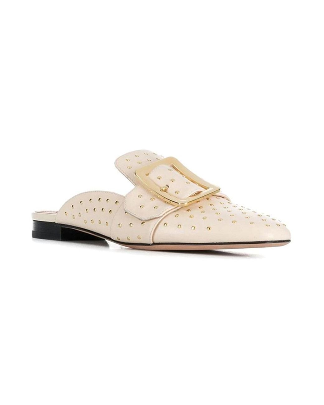 Bally Natural Janesse Studded Leather Mules, Brand Size 35 Us