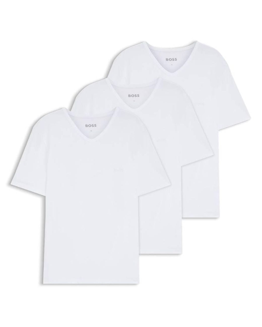 Boss White Three-Pack Of Cotton V-Neck Undershirts for men