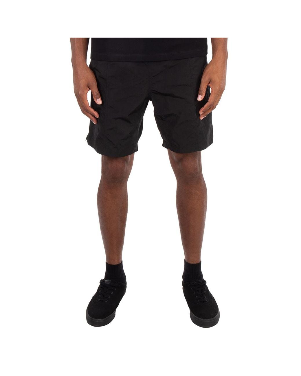 AMI Black Nylon Canvas Swim Shorts for men
