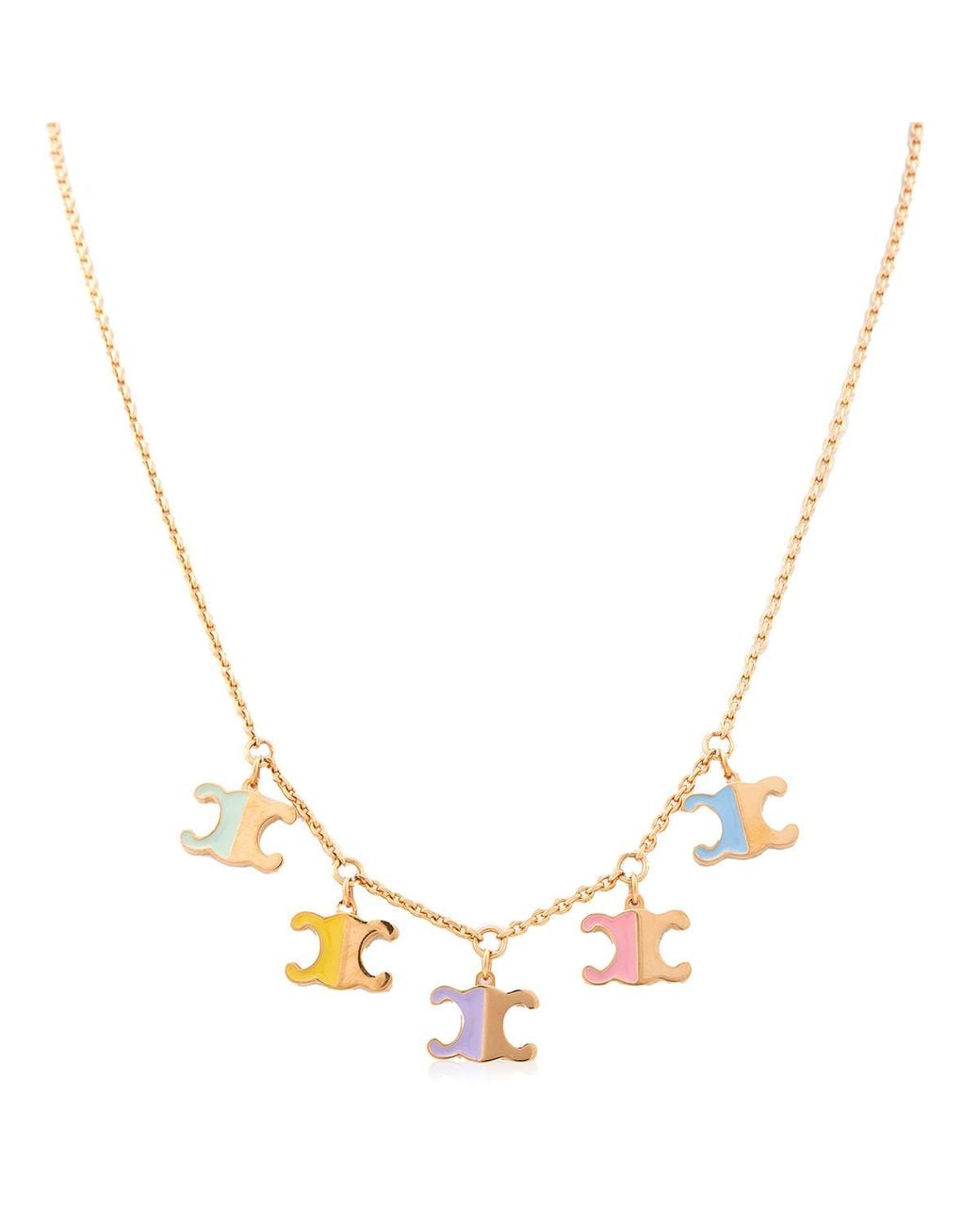 Céline Metallic Logo Charm Necklace for men