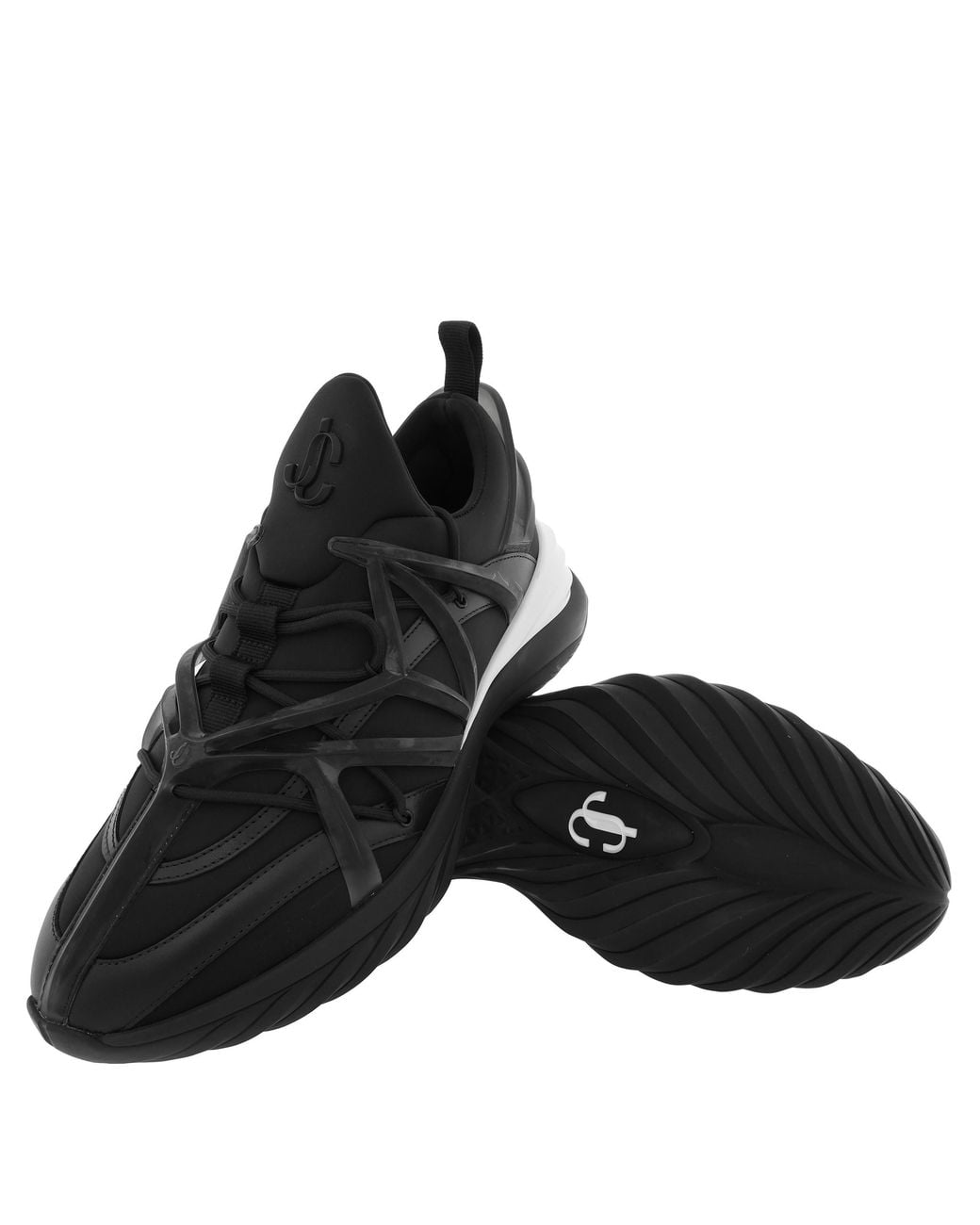 Jimmy Choo Black Cosmos/M Neoprene And Leather Trainers, Brand Size 40 Us for men