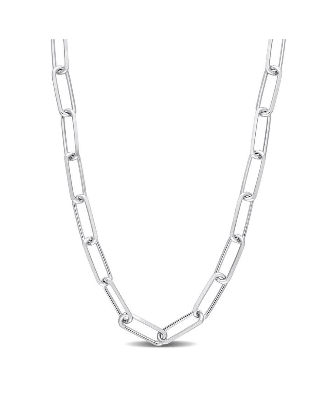 Amour Metallic 5Mm Diamond Cut Paperclip Chain Necklace