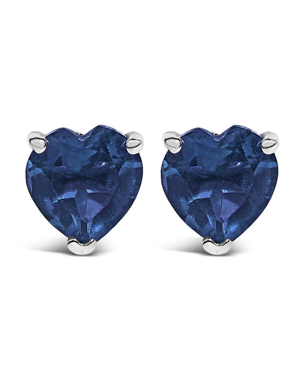 Haus of Brilliance Blue 14K 5Mm Heart Cut Sapphire Solitaire Stud Earrings for men