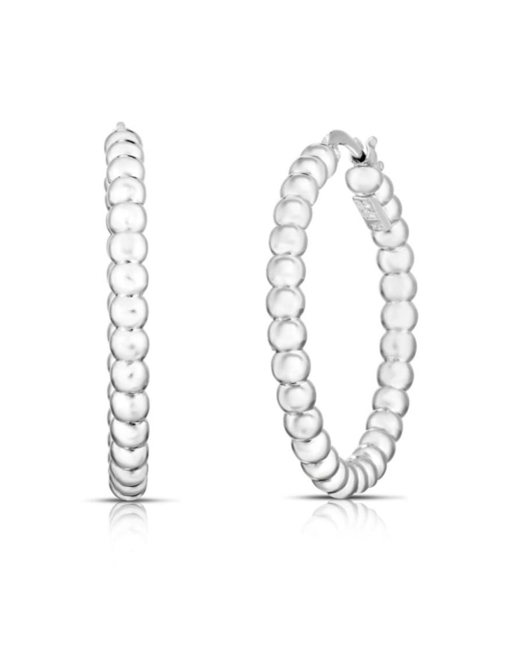 Roberto Coin Metallic 18K Designer Medium Bead Hoop Earrings for men