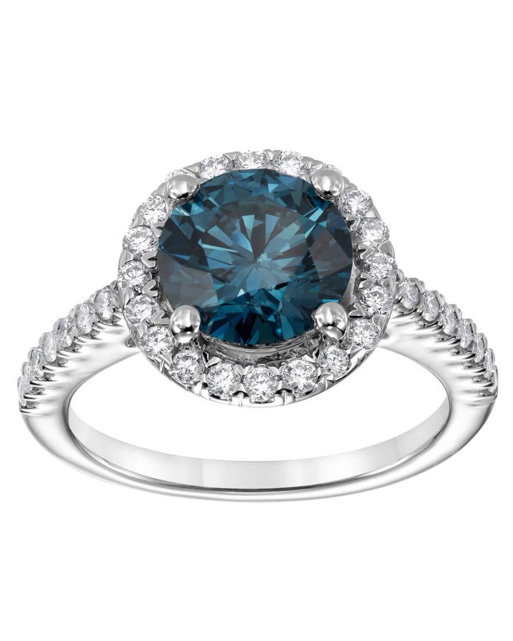 Brilliant Diamond Blue 2.75 Carat 14K Round Cut Lab Grown Diamond Halo Engagement Ring For - Color/Clarity-G+Vs for men