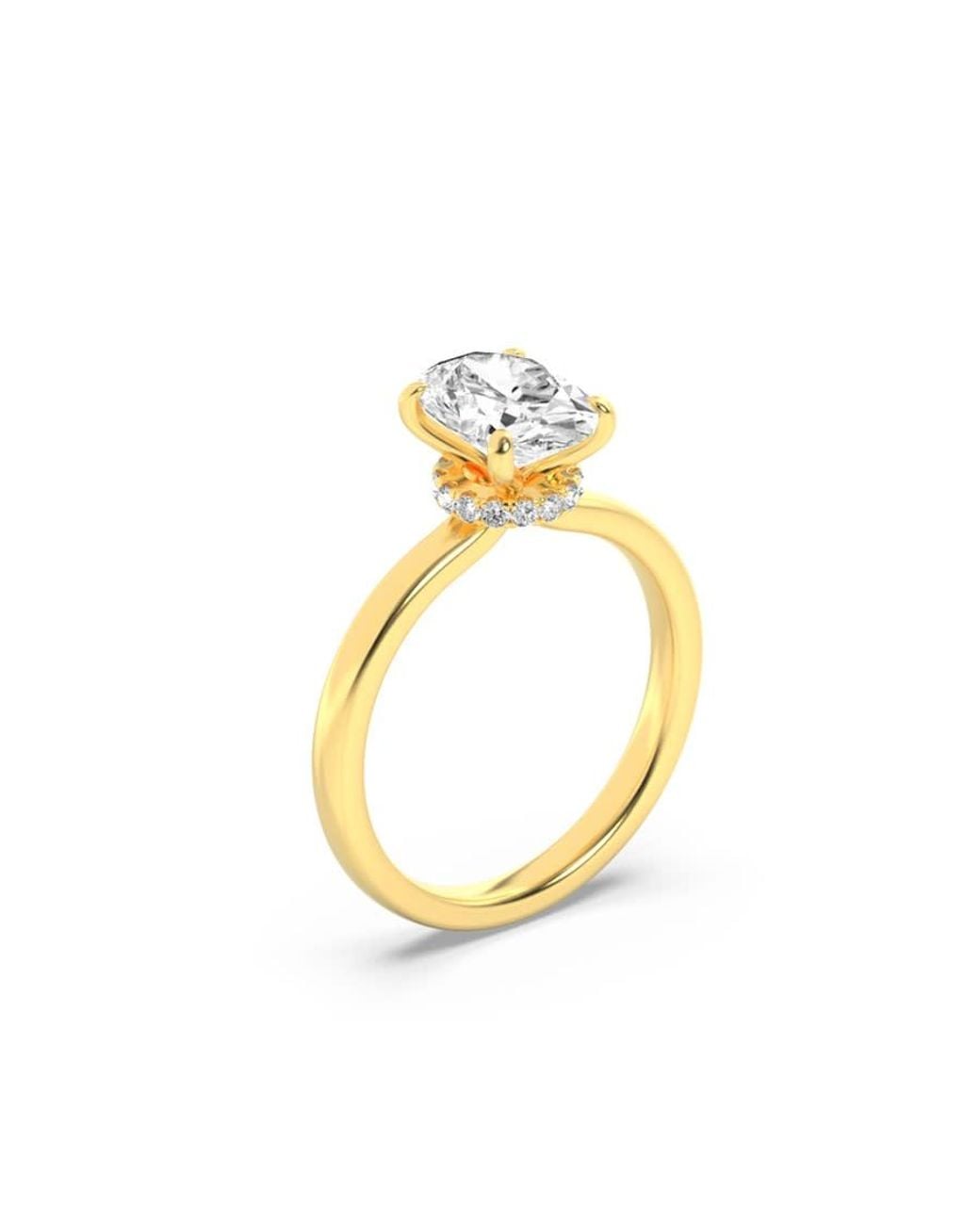 Mure And Co Metallic 2Ctw Oval Shaped Lab Grown Diamond (F/Vs) Hidden Halo Plain Shank Engagement Ring for men