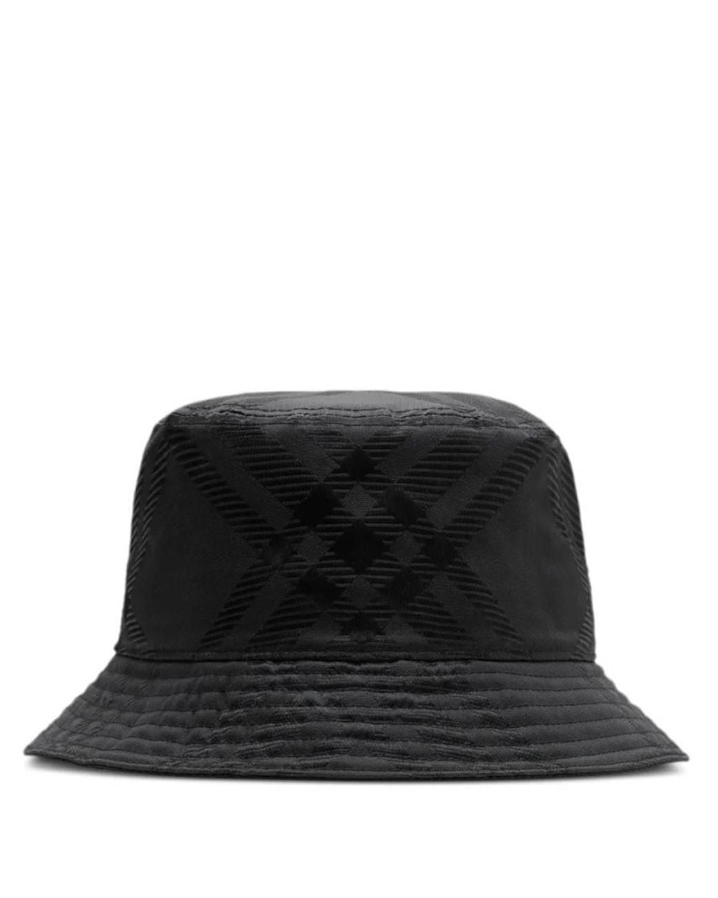 Burberry Black Tonal Bias Check Bucket Hat for men