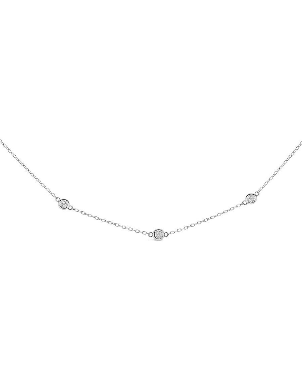 Haus of Brilliance Metallic 14K 1/2 Cttw Bezel Set Diamond Station Necklace for men