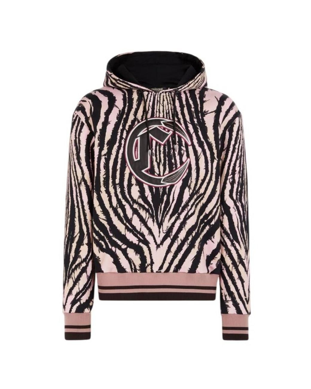 Roberto Cavalli Black Freedom-Print Tiger Stripes Hoodie for men