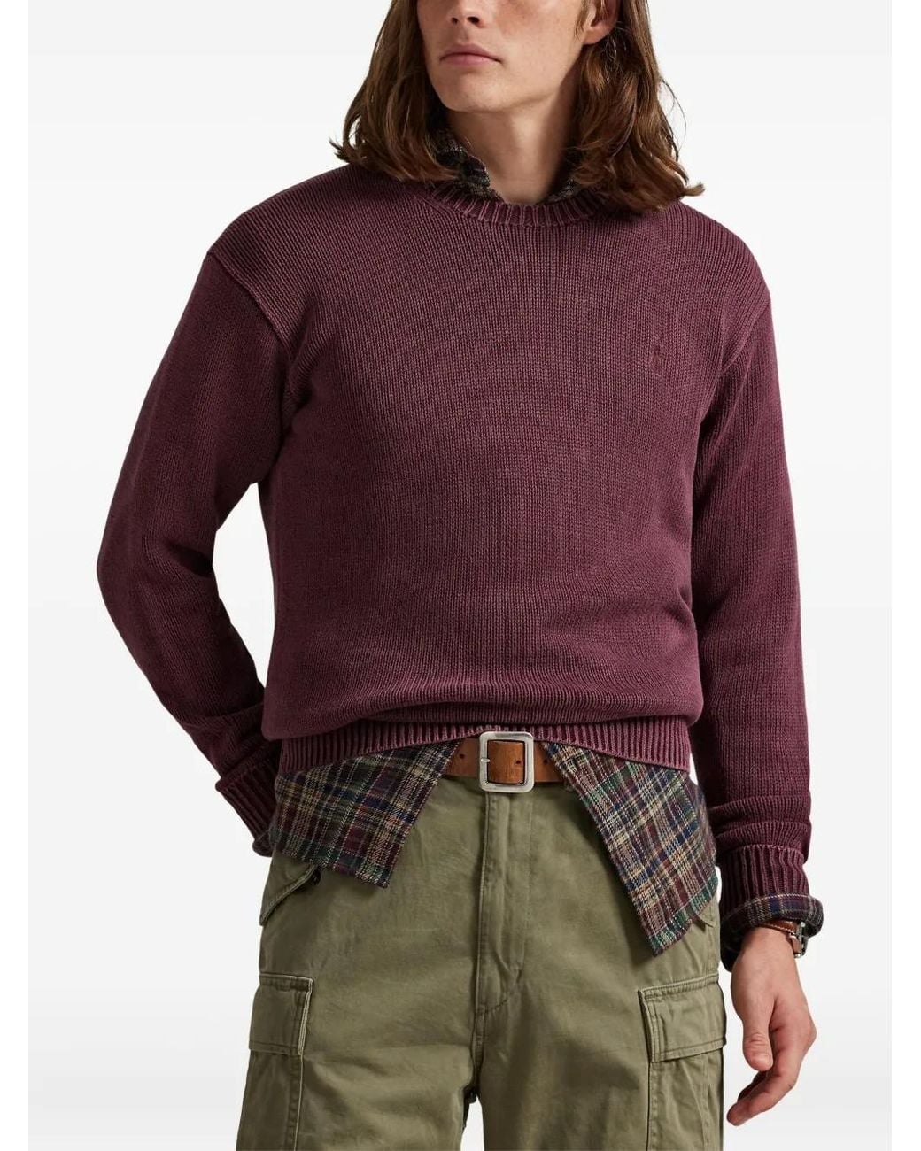 Polo Ralph Lauren Purple Garment-Dyed Cotton Sweater for men