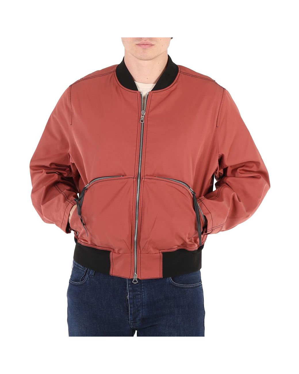 Roberto Cavalli Red Venetian Brick Shell Bomber Jacket, Brand Size 46 (Us for men
