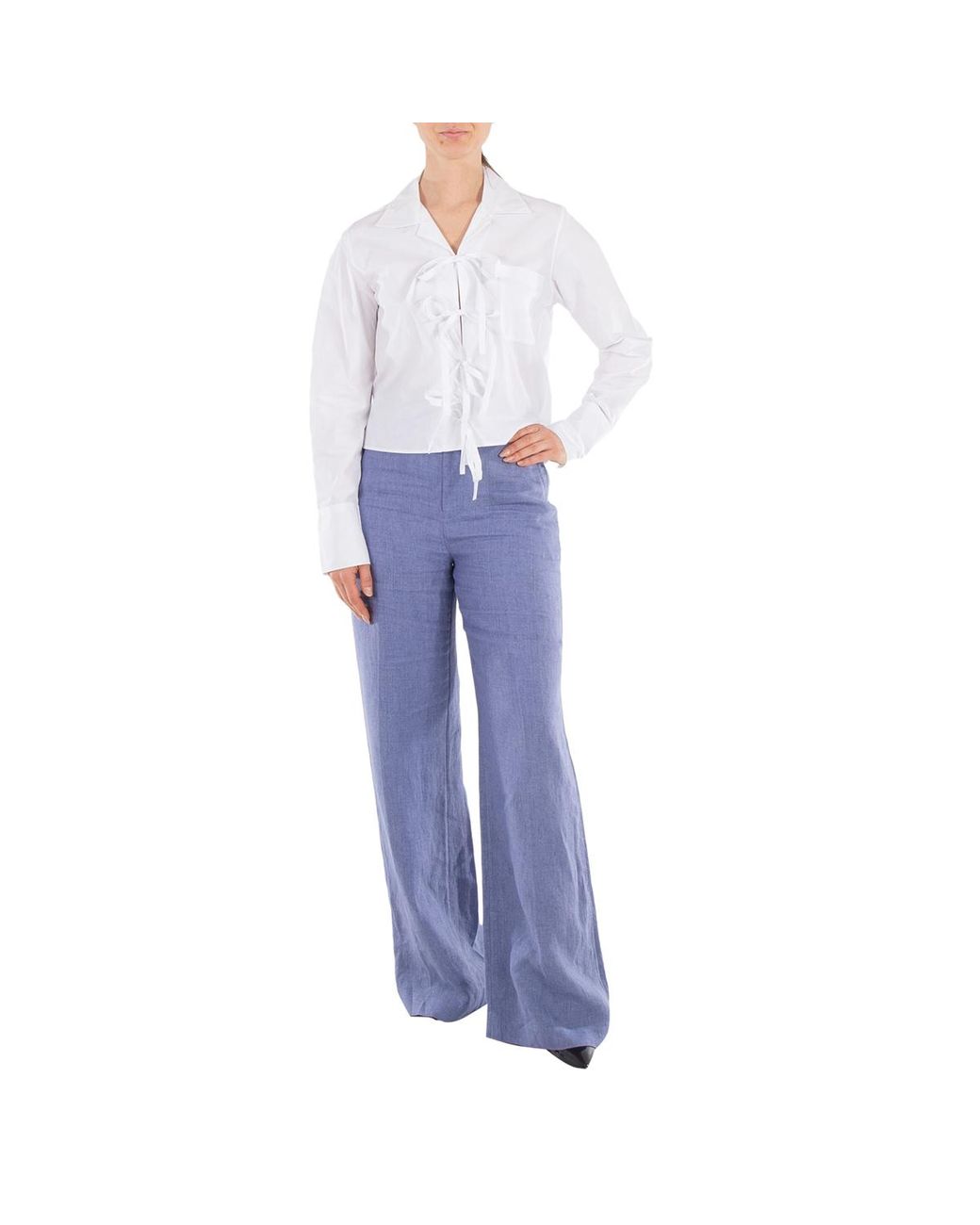 Polo Ralph Lauren Blue Delave Wide-Leg Linen Pants