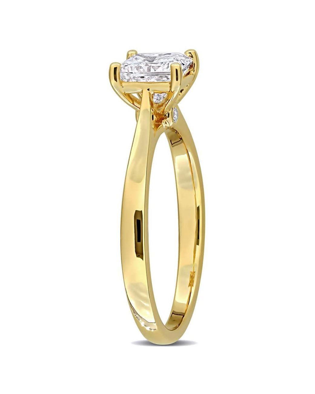 Created Forever Metallic 1Ct Tw Princess-Cut Lab-Grown Diamond Solitaire Engagement Ring With Side Accents for men