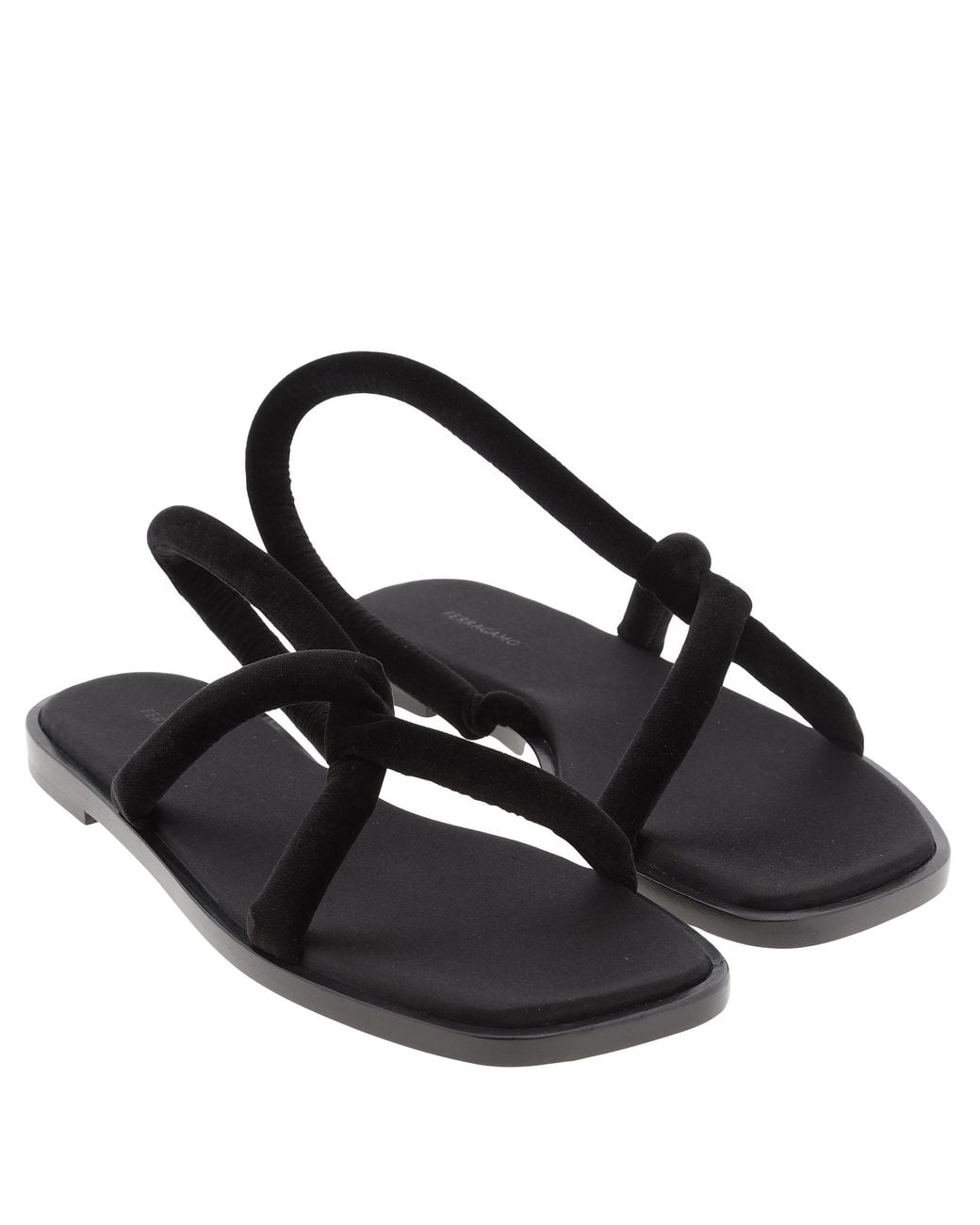 Ferragamo Black Ferragamo Floriane Knotted Strap Flat Sandals, Size 7 C