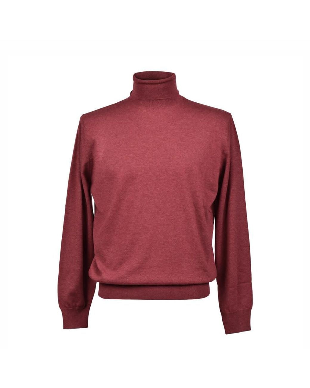 Brunello Cucinelli Red Burgundy Cashmere Turtleneck Sweater for men