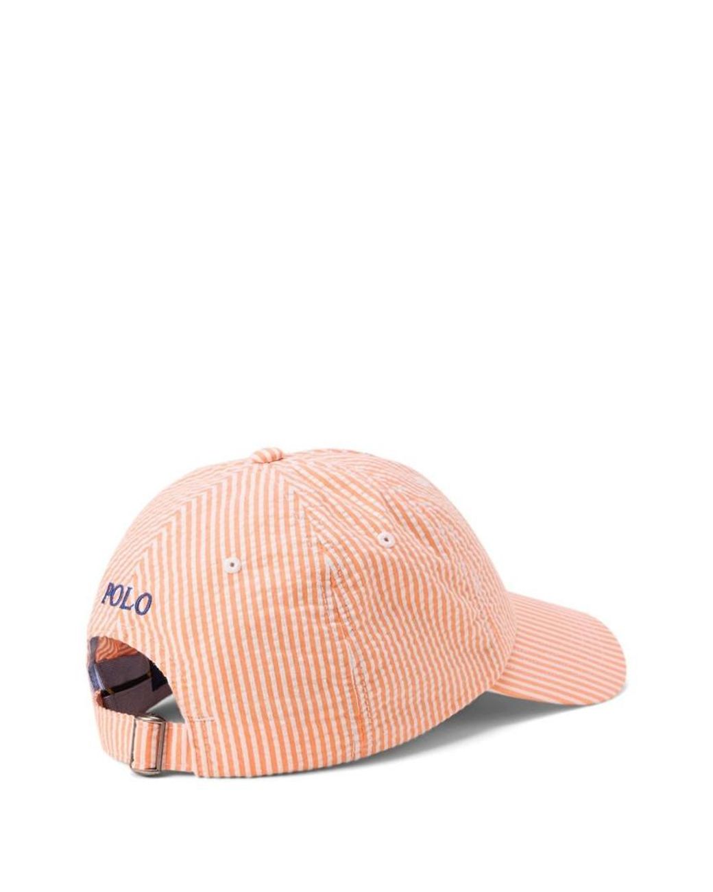 Polo Ralph Lauren Pink Seersucker Striped Ball Cap for men