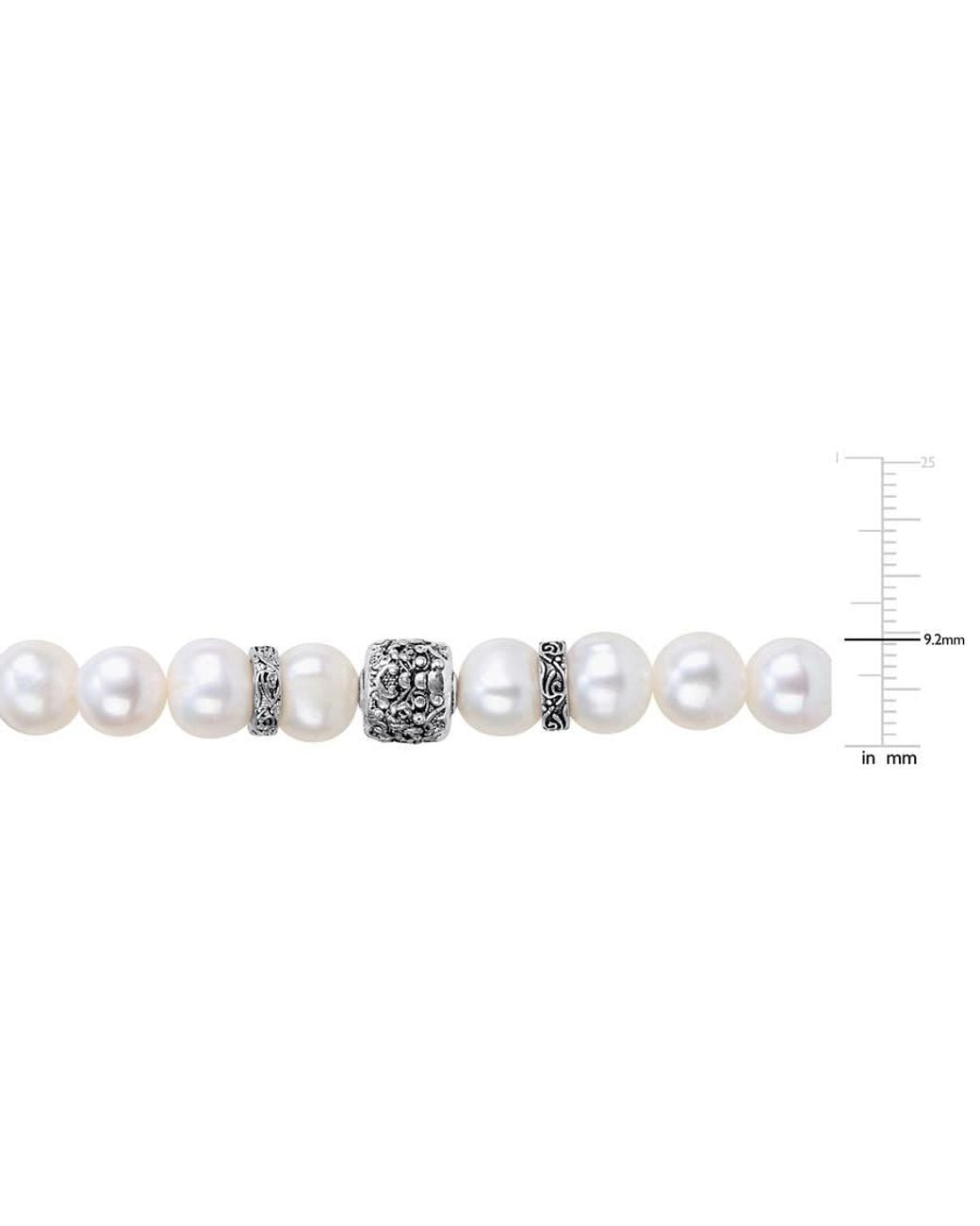 Amour Metallic 8-9Mm Cultured Freshwater Pearl Stretchable Bracelet With Silvertone Rondelles for men
