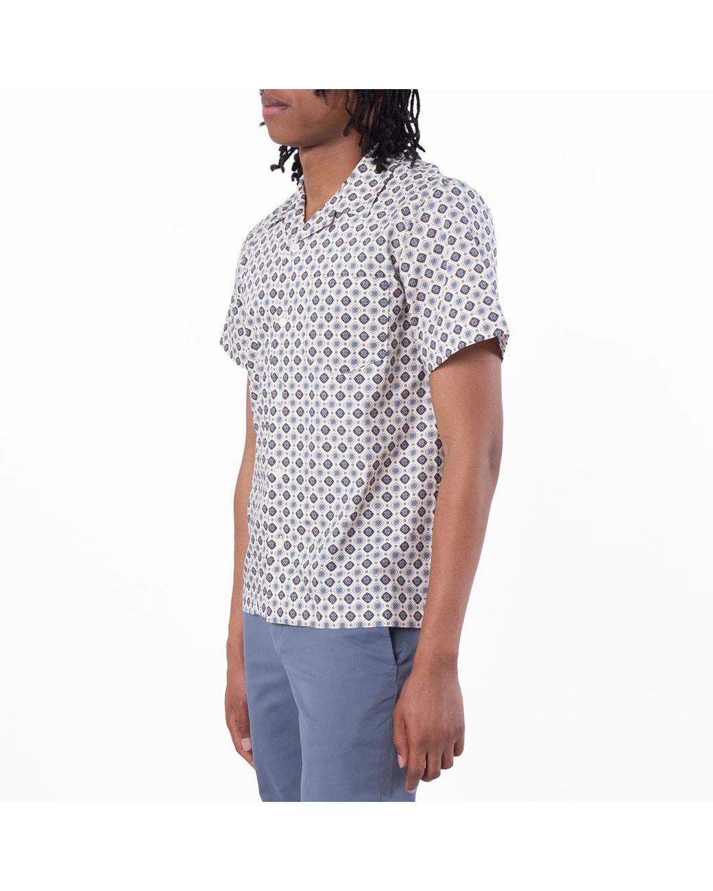 A.P.C. Blue A. P.C. Pattern-Printed Short-Sleeved Shirt for men