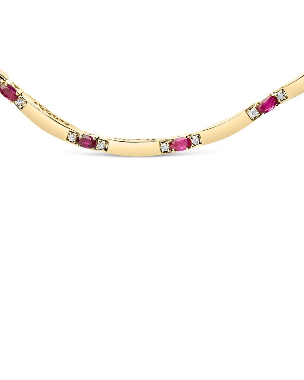 Haus of Brilliance Metallic 14K Ruby And 3/8 Cttw Diamond Alternating Link Necklace for men