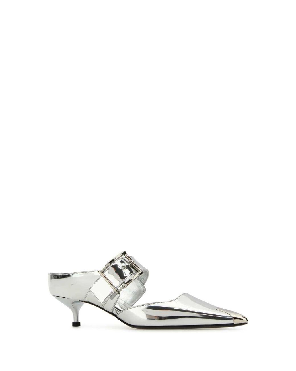McQueen White Punk 40Mm Mirrored Mules, Brand Size 37 Us