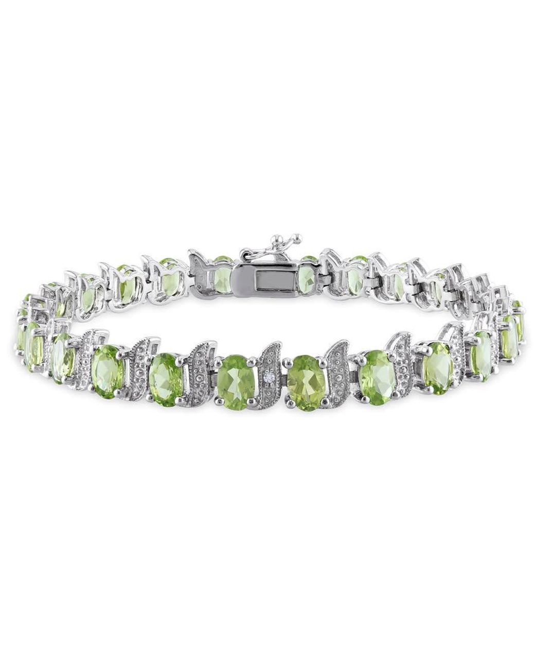 Amour Green 11 3/4 Ct Tgw Peridot And Diamond S-Link Bracelet for men