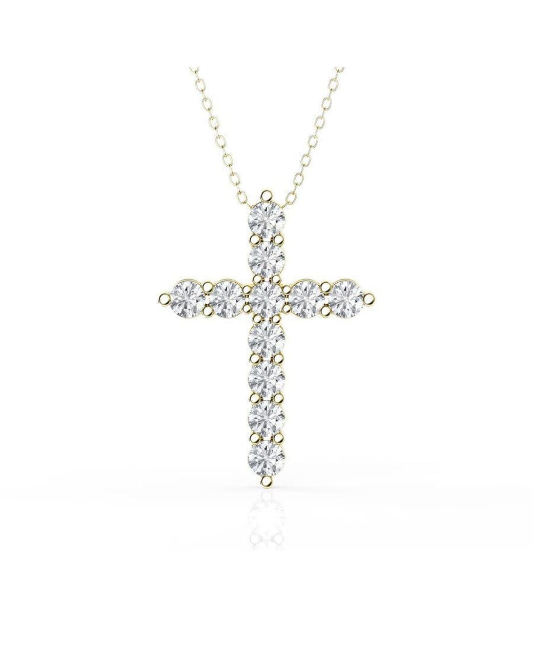 Brilliant Diamond Metallic 2 Carat Lab Grown Diamond Cross Pendant Necklace for men