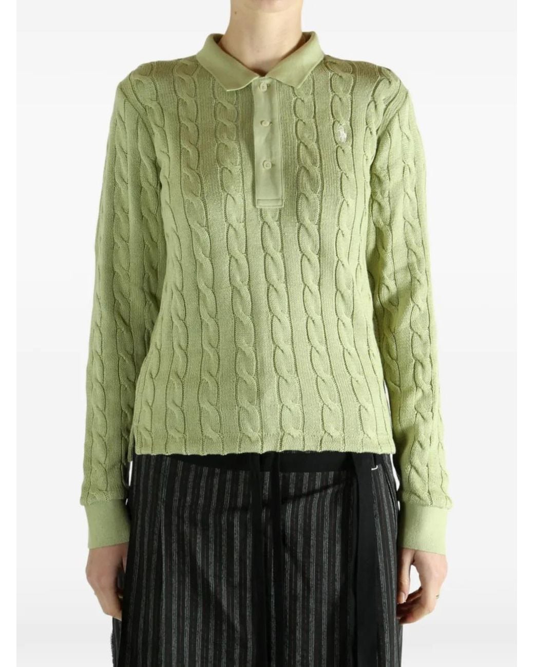 Polo Ralph Lauren Green Cable-Knit Polo Shirt for men