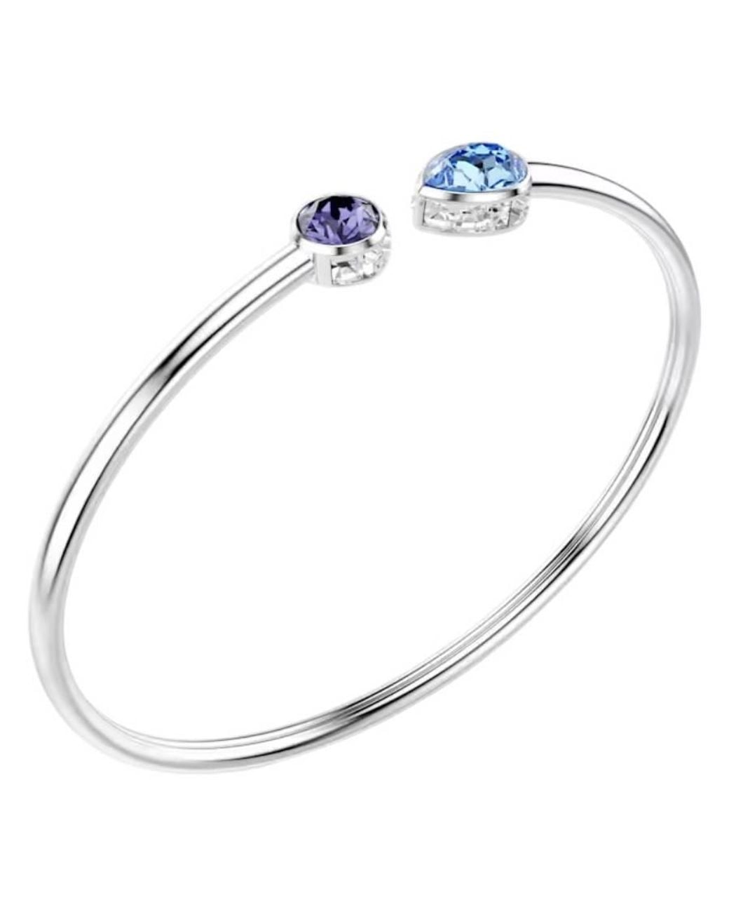 Swarovski Blue Chroma Rhodium Plated Bangle for men