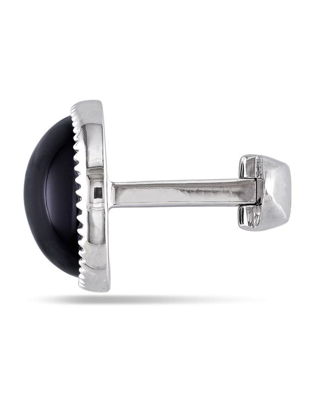 Amour White 17 Ct Tgw Onyx Bezel Set Cufflinks With Milgrain Finish for men