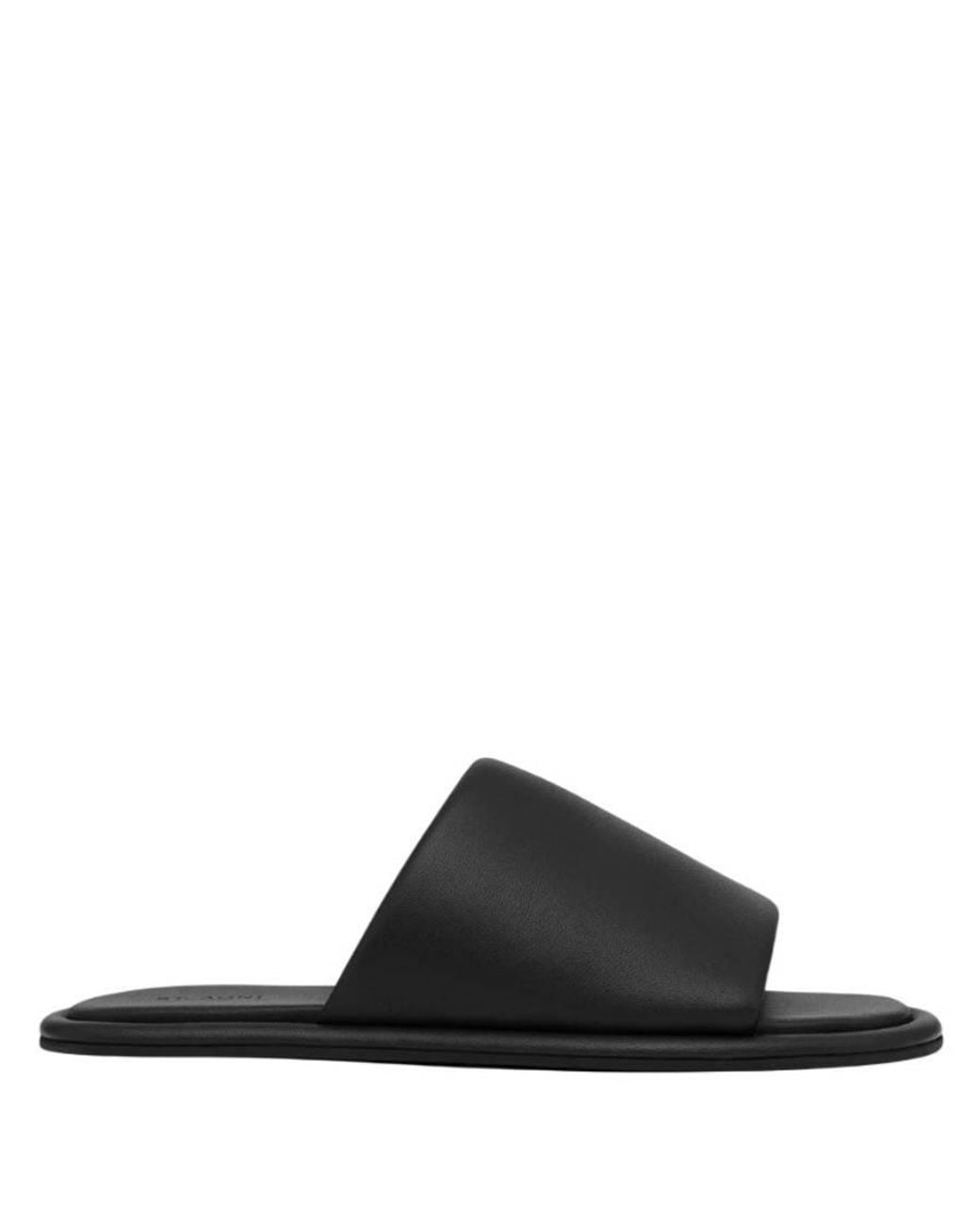St. Agni Black Everyday Padded Leather Slides, Brand Size 36