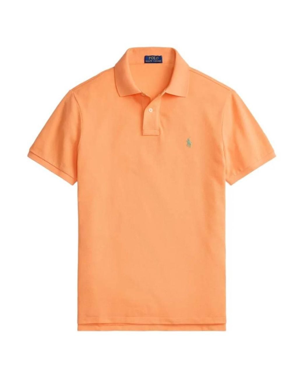 Polo Ralph Lauren Orange Custom Slim Fit Mesh Polo Shirt for men