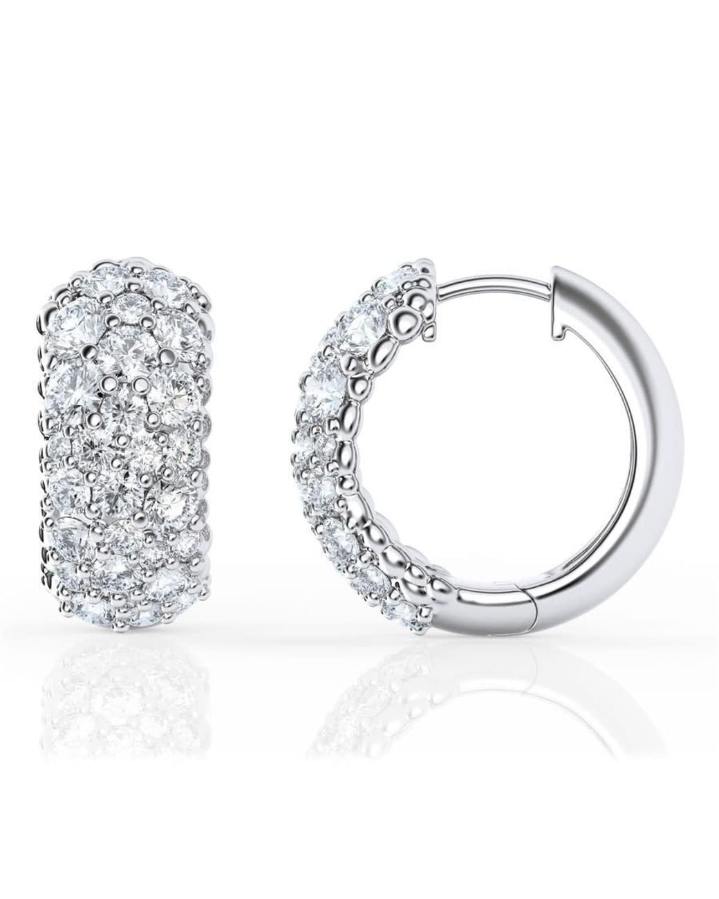 Brilliant Diamond Metallic 4 Carat Round Lab Grown Cluster Diamond Hoop Earrings for men
