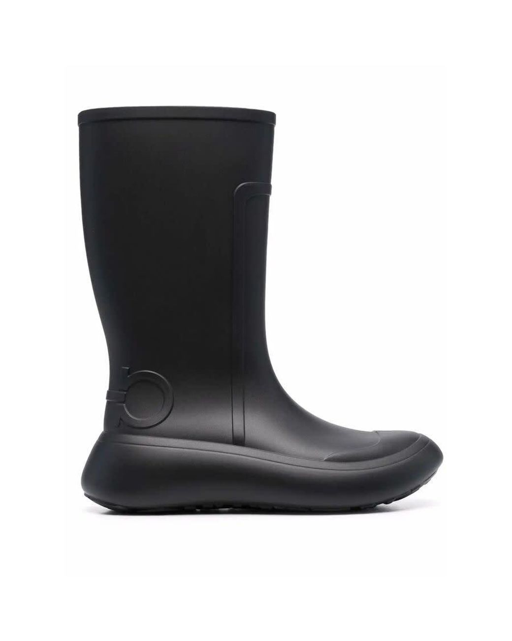 Ferragamo Black Gancini-Debossed Rain Boots